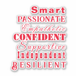 Adesivo Qualidades de Mulheres Excelentes Elegantes, Verme