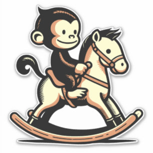 Adesivo Qualquer Macaco Colorido No Cavalo Rocco