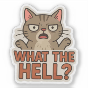 Adesivo Que diabos? gato engraçado