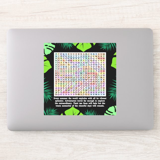 Adesivo Quebra-cabeça de Pesquisa de Palavras de Verão (Computador)