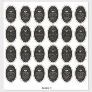 Adesivo Queenline Oval Honey Label Honeycomb Bebê Black