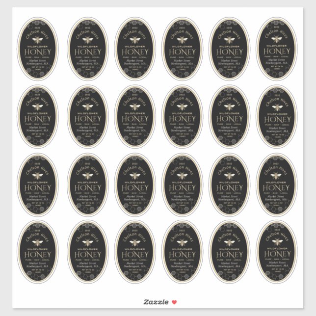 Adesivo Queenline Oval Honey Label Honeycomb Bebê Black (Folha)