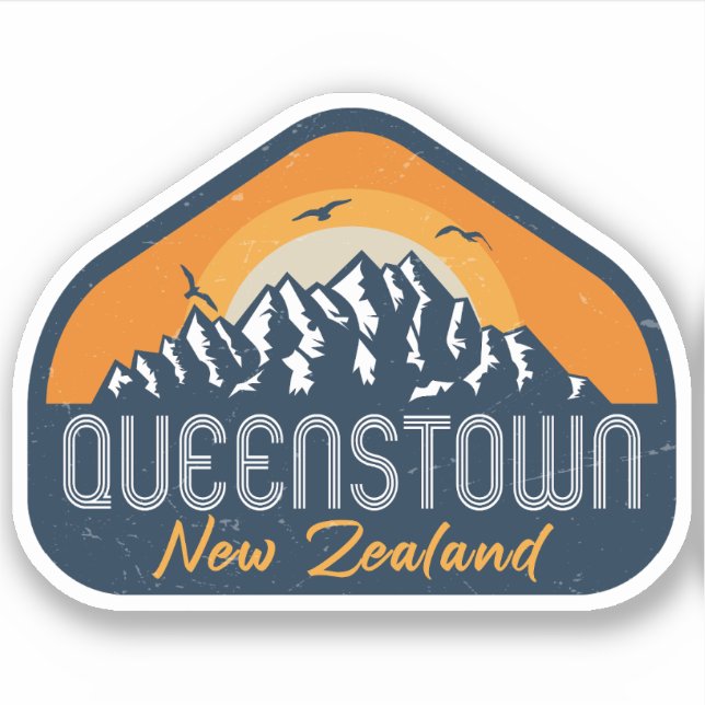Adesivo Queenstown Nova Zelândia Vintage Retro Mountain sk (Frente)
