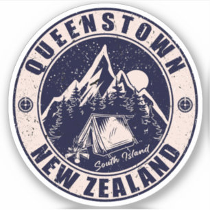 Adesivo Queenstown Nova Zelândia Vintage Retro Mountain sk