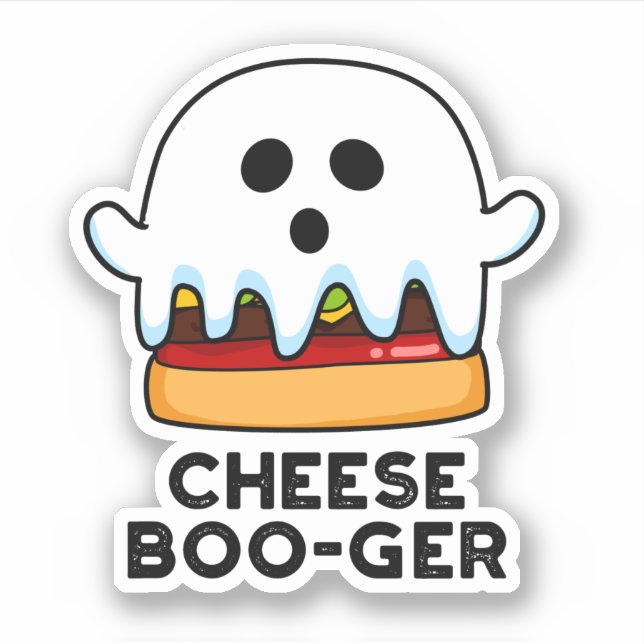 Adesivo Queijo Boo-ger Funny Ghost Cheeseburger Pun (Frente)
