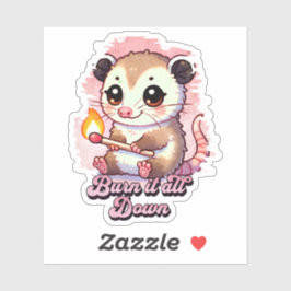 Adesivo Queimem tudo para baixo: Kawaii Possum Vinyl Stick