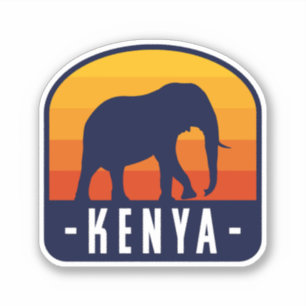 Adesivo Quênia Sunset com Elefante - Viagem do Quênia
