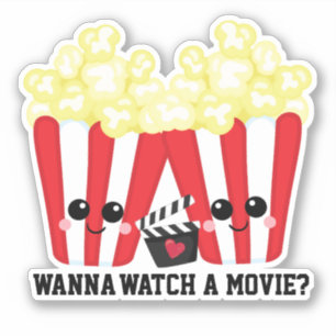 Adesivo Quer assistir a um filme pergunta engraçada kawaii