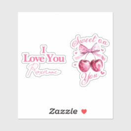 Adesivo "Querido", personalizável "Cherry-Themed"