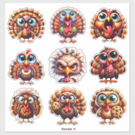 Adesivo Quirky Thanksgiving Turkey Sticker Sheet