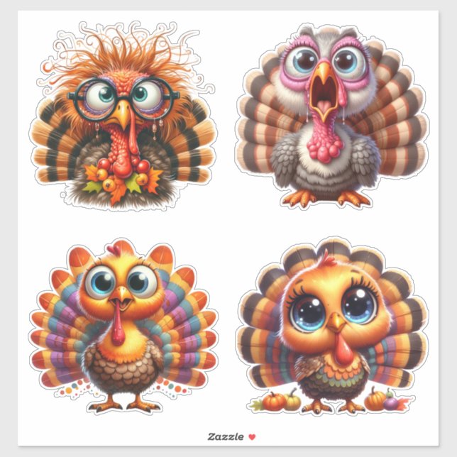 Adesivo Quirky Thanksgiving Turkey Sticker Sheet (Folha)