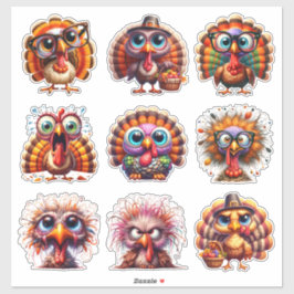 Adesivo Quirky Thanksgiving Turkey Sticker Sheet