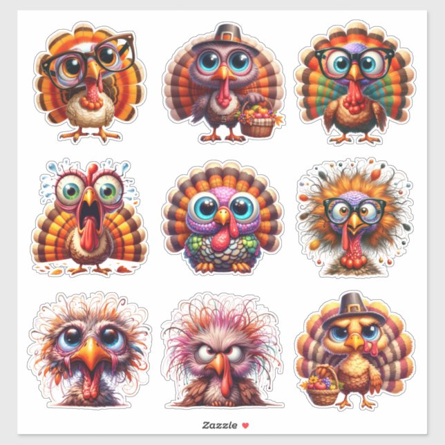 Adesivo Quirky Thanksgiving Turkey Sticker Sheet (Folha)