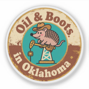 Adesivo Quirky Western Charm_ Oklahoma Cowboy Armadillo
