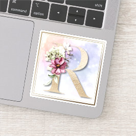 Adesivo R Monograma Burgundy Vinheta Floral