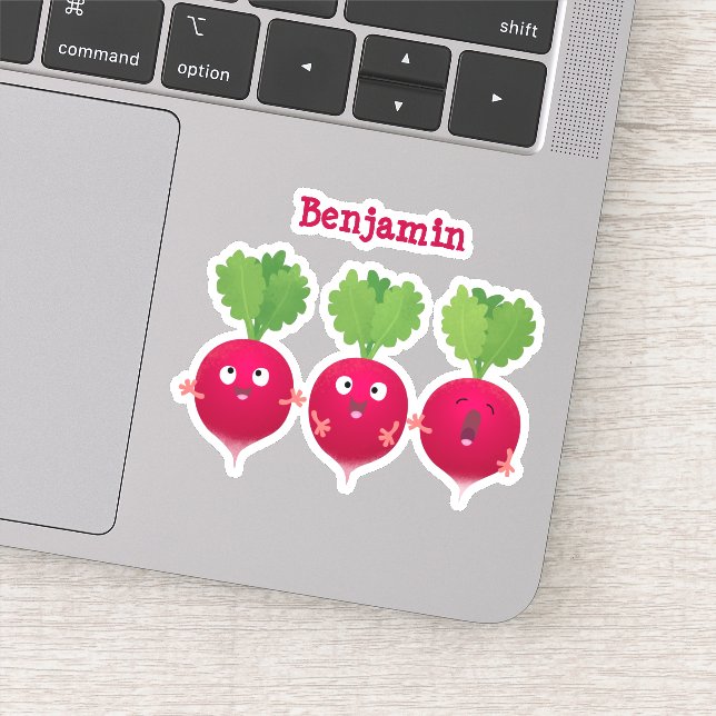 Adesivo Rabanetes cúbicos cantando legumes trio (Detalhe)