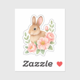 Adesivo Rabbit and Pink Flowers Easter 