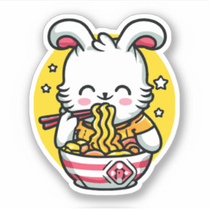 Adesivo Rabbit Comendo Ramen 01