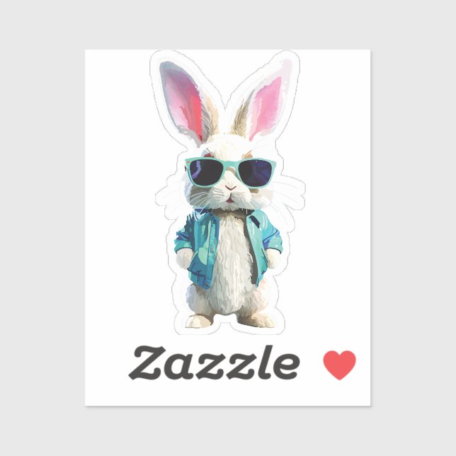 Adesivo Rabbit Sticker with Jacket and Sunglasses (Folha)