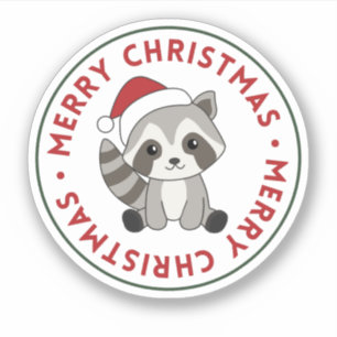 Adesivo Raccoon Christmas Snow Winter Raccoons Sticker