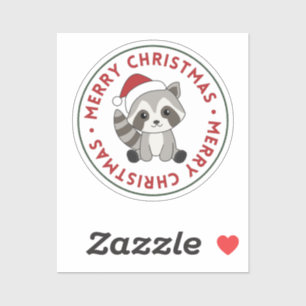Adesivo Raccoon Christmas Snow Winter Raccoons Sticker
