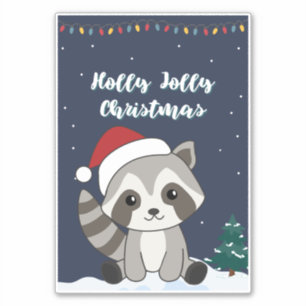 Adesivo Raccoon Christmas Snow Winter Raccoons Sticker