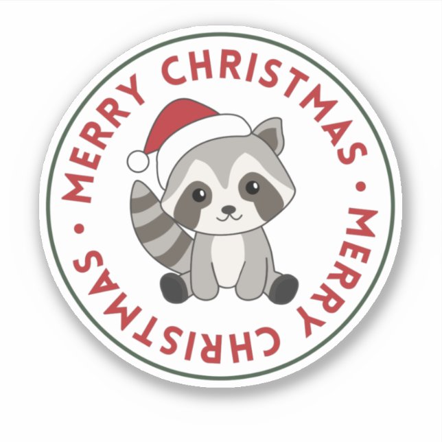 Adesivo Raccoon Christmas Snow Winter Raccoons Sticker (Frente)