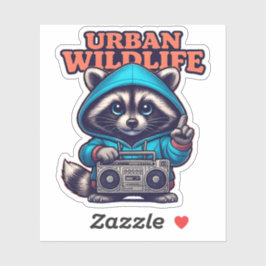 Adesivo Raccoon em Hoodie com Boombox Sticker
