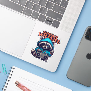 Adesivo Raccoon em Hoodie com Boombox Sticker
