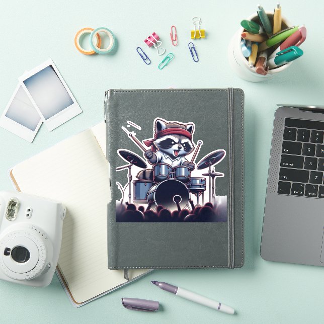 Adesivo Raccoon Jam: Batendo os tambores com uma Imobilizá (Capa para iPad)