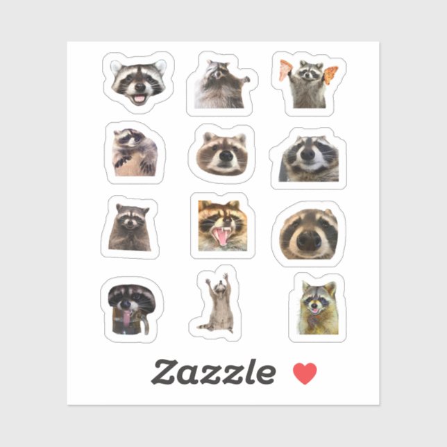 Adesivo Raccoon Meme Funny Sticker Set Bundle (Folha)