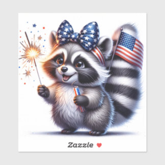 Adesivo Raccoon Patriótico de volta aos Stickers da escola