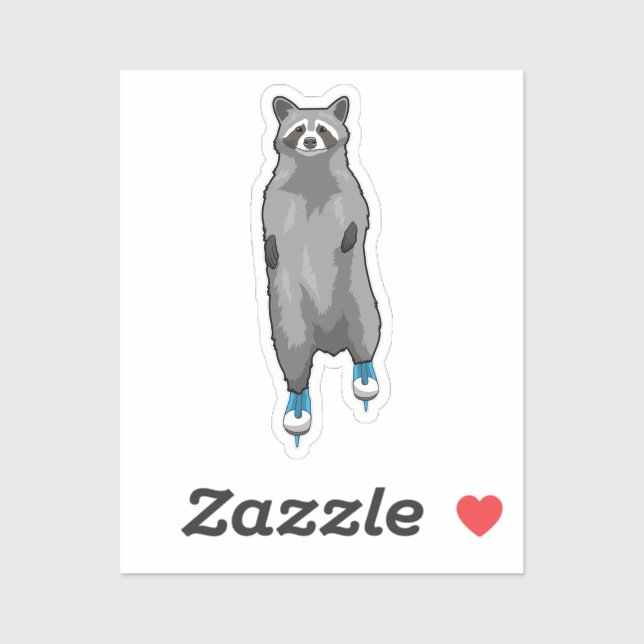 Adesivo Racoon com gelo patinando com skates de gelo (Folha)