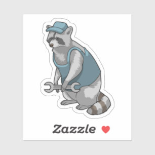 Adesivo Racoon como artesão de Wrench