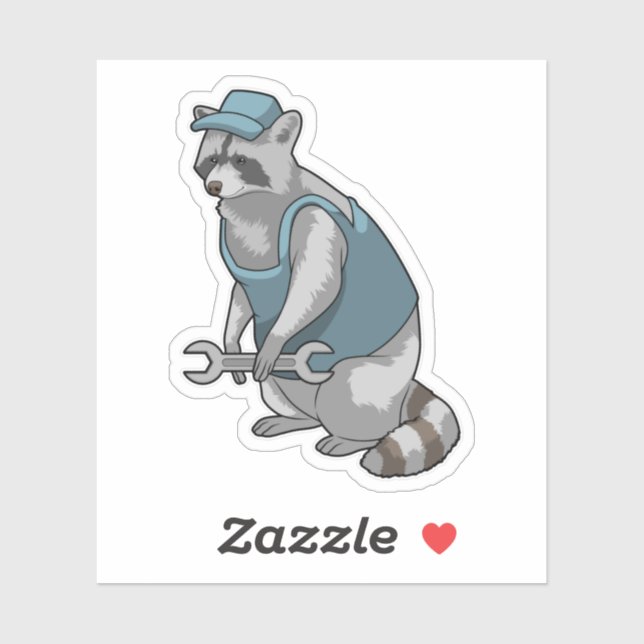 Adesivo Racoon como artesão de Wrench (Folha)