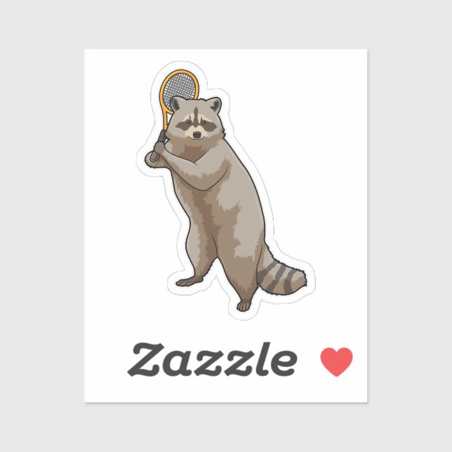 Adesivo Racoon em Tênis com raquete Tênis (Folha)