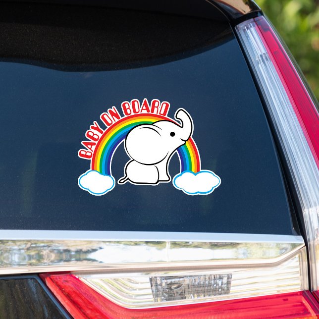 Adesivo Rainbow Baby Elephant Baby Sticker No Conselho (Criador carregado)
