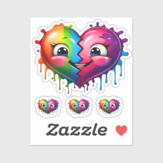 Adesivo Rainbow Color Heart Emoticon 4