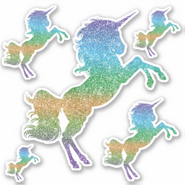 Adesivo Rainbow Glitter Unicorn Cavalo Bonito (Frente)