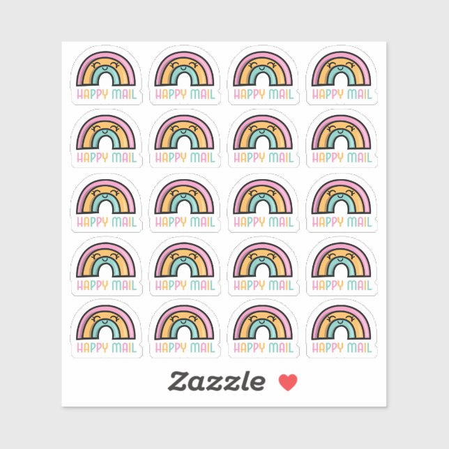 Adesivo Rainbow Happy Mail Custom-Cut Vinyl Sticker (Folha)