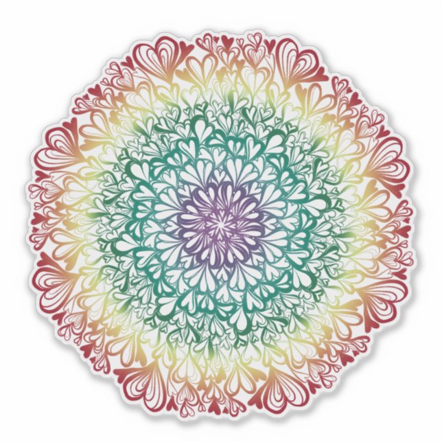 Adesivo Rainbow Hearts Retro Mandala (Frente)