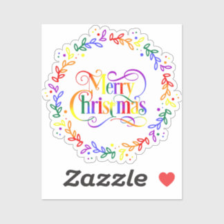 Adesivo Rainbow Merry Christmas Wreath Vinyl Sticker