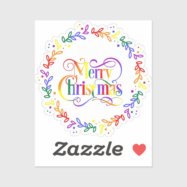 Adesivo Rainbow Merry Christmas Wreath Vinyl Sticker (Folha)