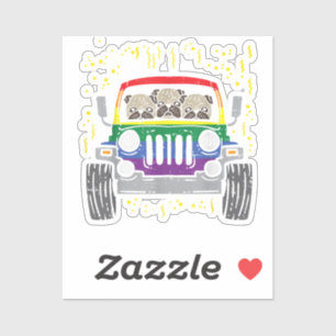 Adesivo Rainbow Monster Truck Pug Dog Anima Orgulho gay LG