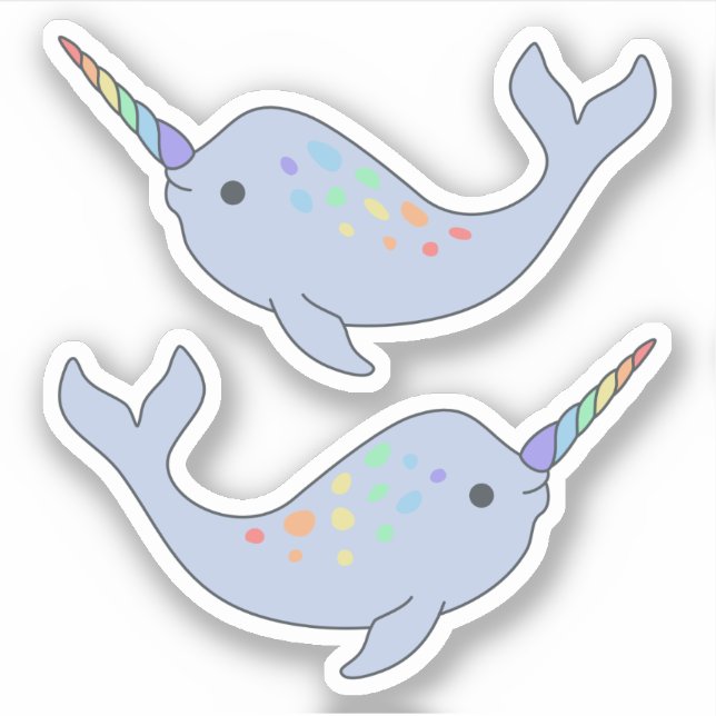 Adesivo Rainbow Narwhal Vinyl Stickers (Frente)