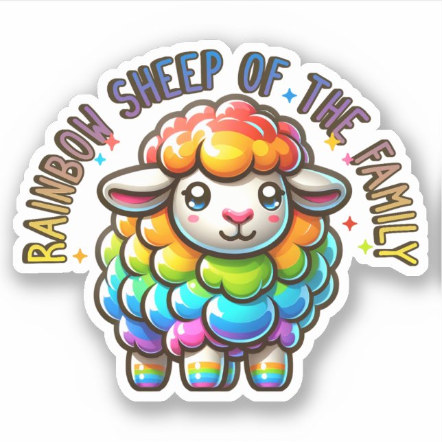 Adesivo Rainbow Pride Sheep da Família (Frente)