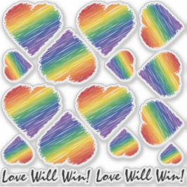 Adesivo Rainbow Scribble Heart Variety size