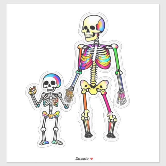 Adesivo Rainbow Skeleton Family Isolou Halloween (Folha)