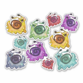 Adesivo Rainbow Snails Vinheta De Vinil Com Corte Personal