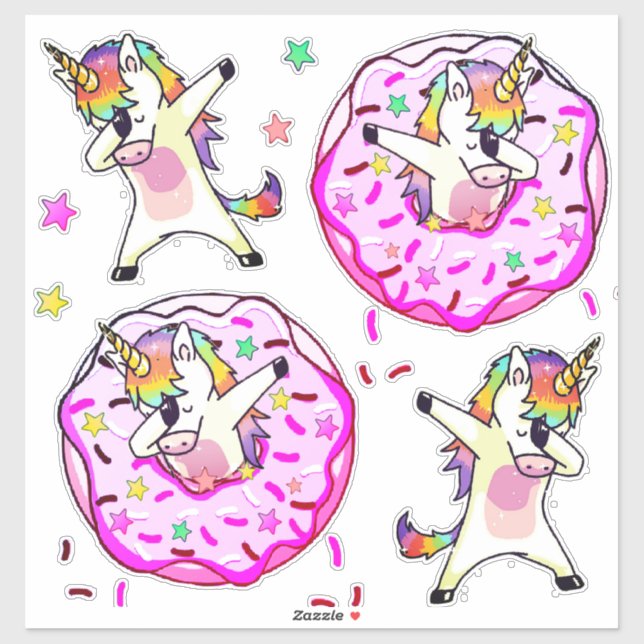 Adesivo Rainbow Unicorns Dab Dance Party (Folha)